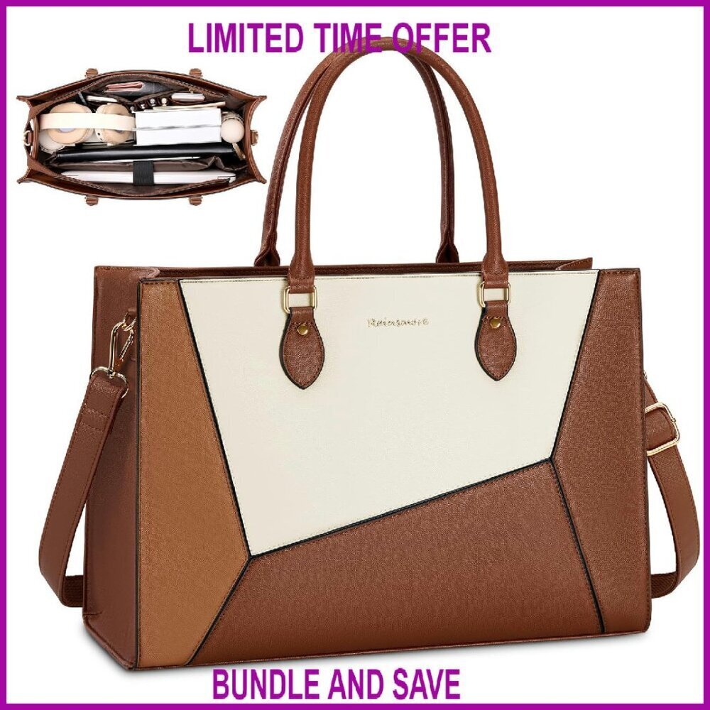 Waterproof Laptop Tote Bag for Women 15.6 Inch Large Work Briefcase